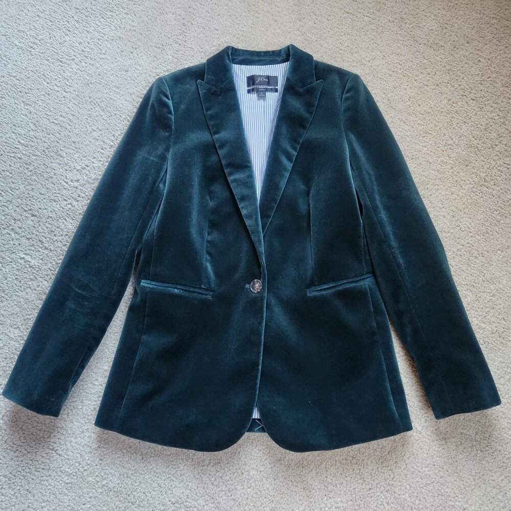 NWOT J.Crew Parke Velvet Blazer in Old Forest Green Size 0 - Picture 11 of 14